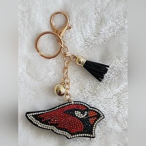 Arizona Cardinals Elegant Red and Black Rhinestone Keychain Bag Charm